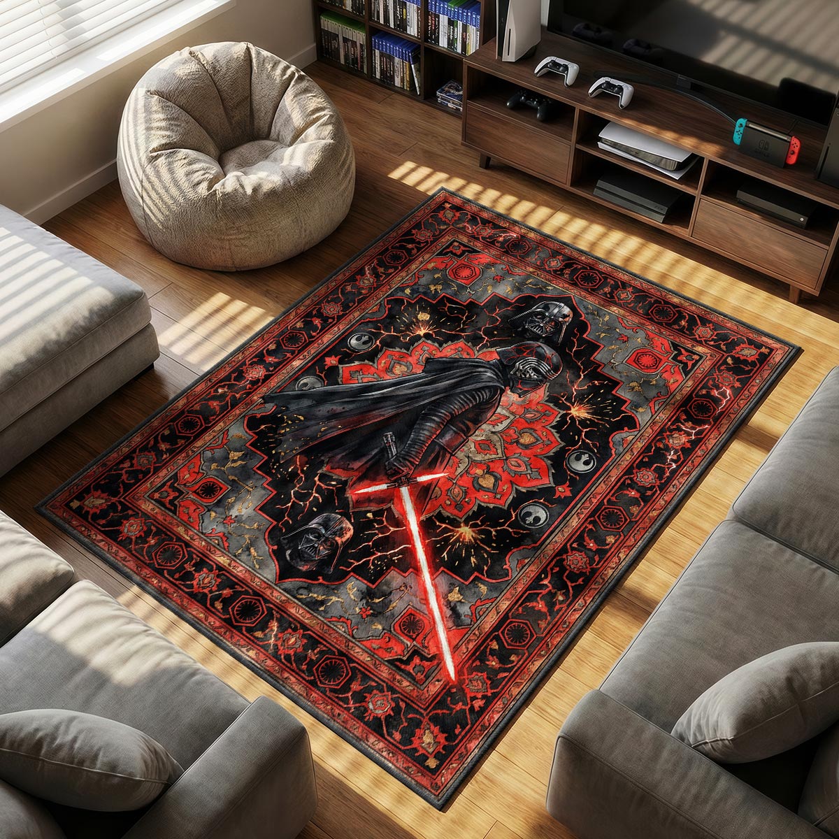 Kylo Ren themed area rug for home decor fans
