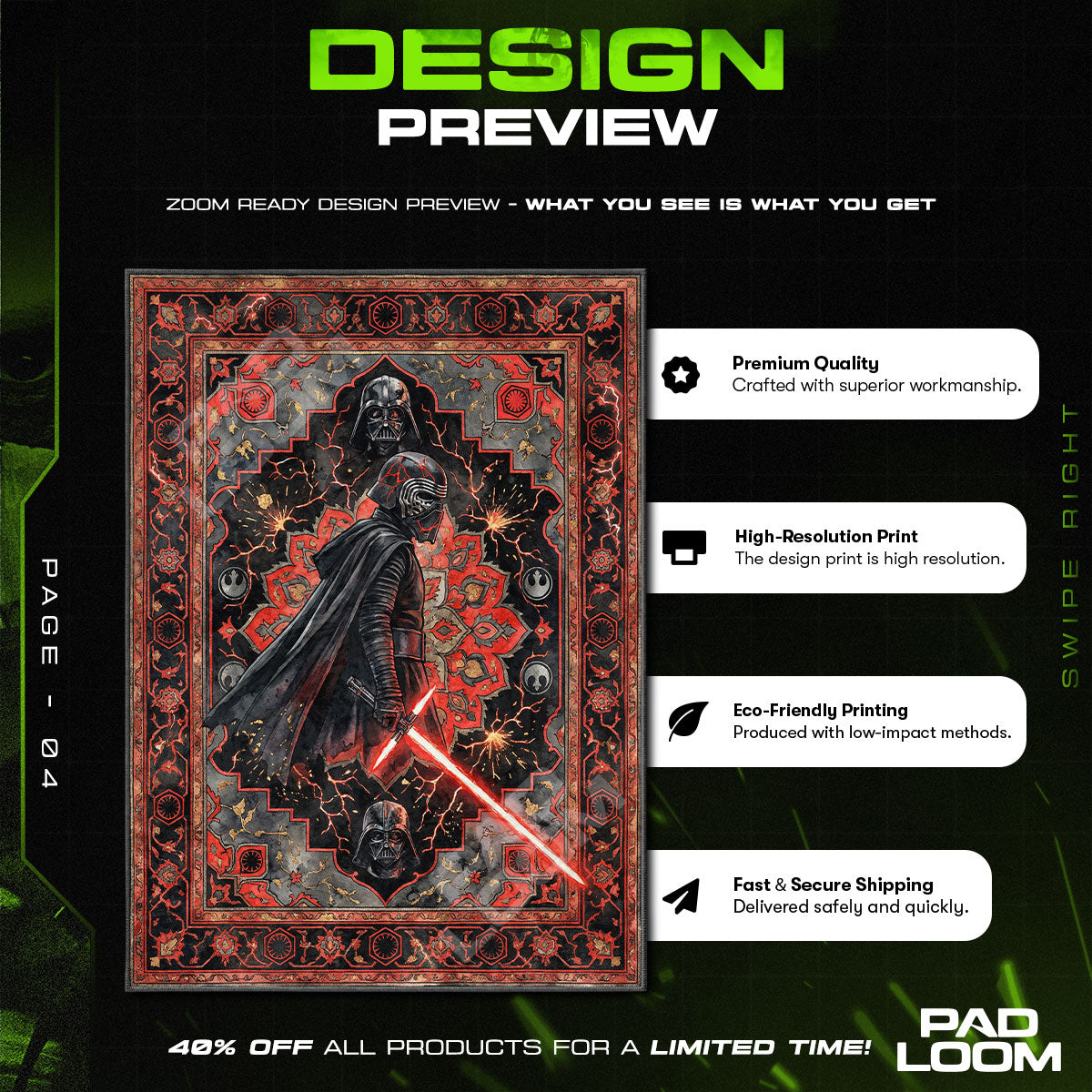 Room character design printed on rug