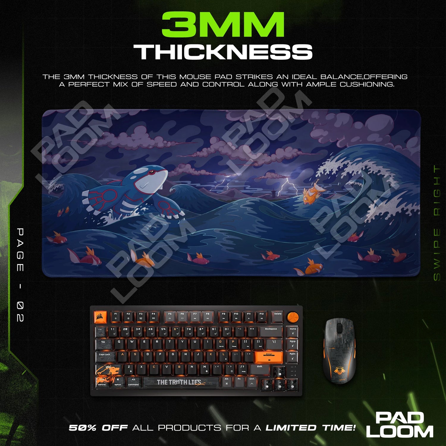 Kyogre Storm Surge Mouse Pad - Pokémon Desk Mat