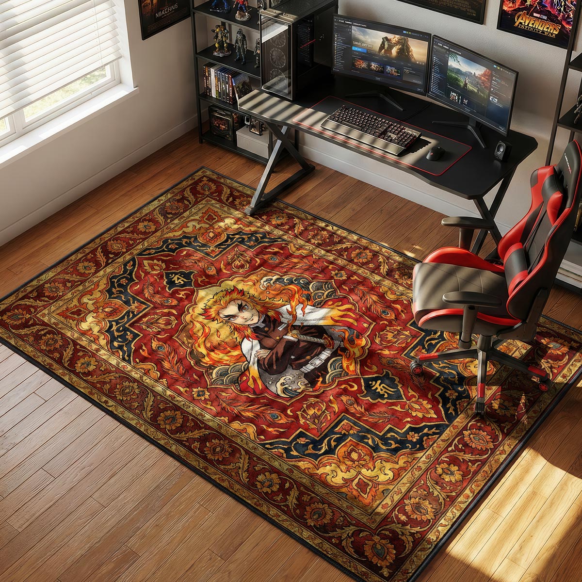 Kyojuro Rengoku Flame Aura Demon Slayer Chair rug — main product view