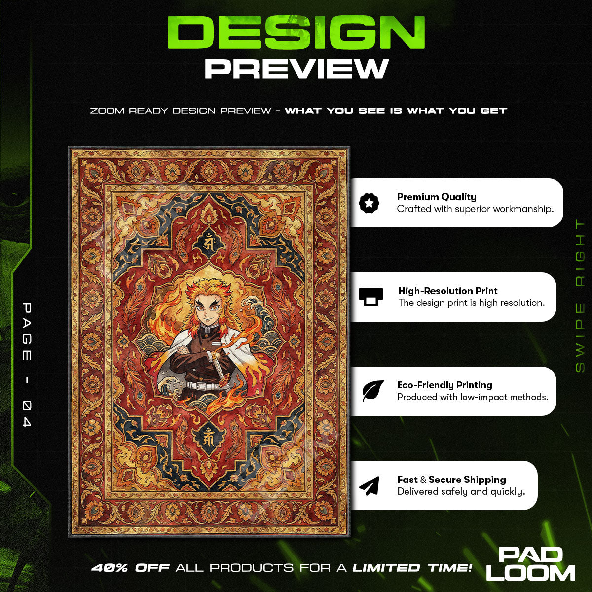 Chair character design printed on rug