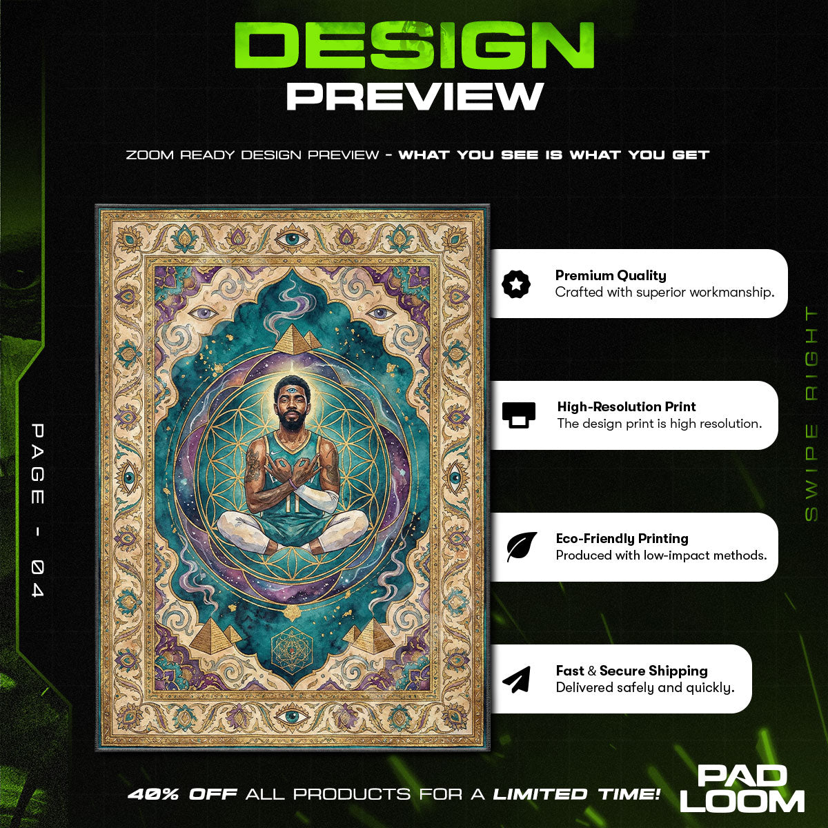 Floor character design printed on rug