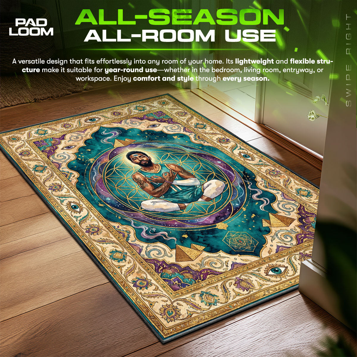 Kyrie Irving Sacred Geometry Sneakerhead Floor fan rug — premium quality print