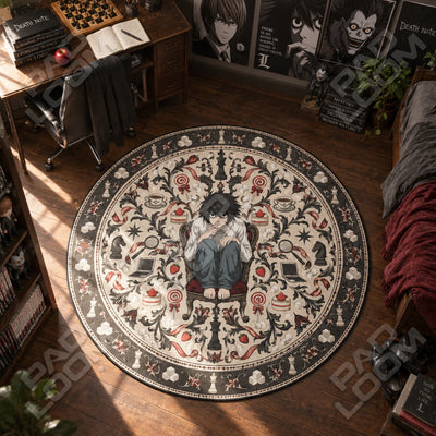 L Crouching Round Rug - Death Note Chair Mat