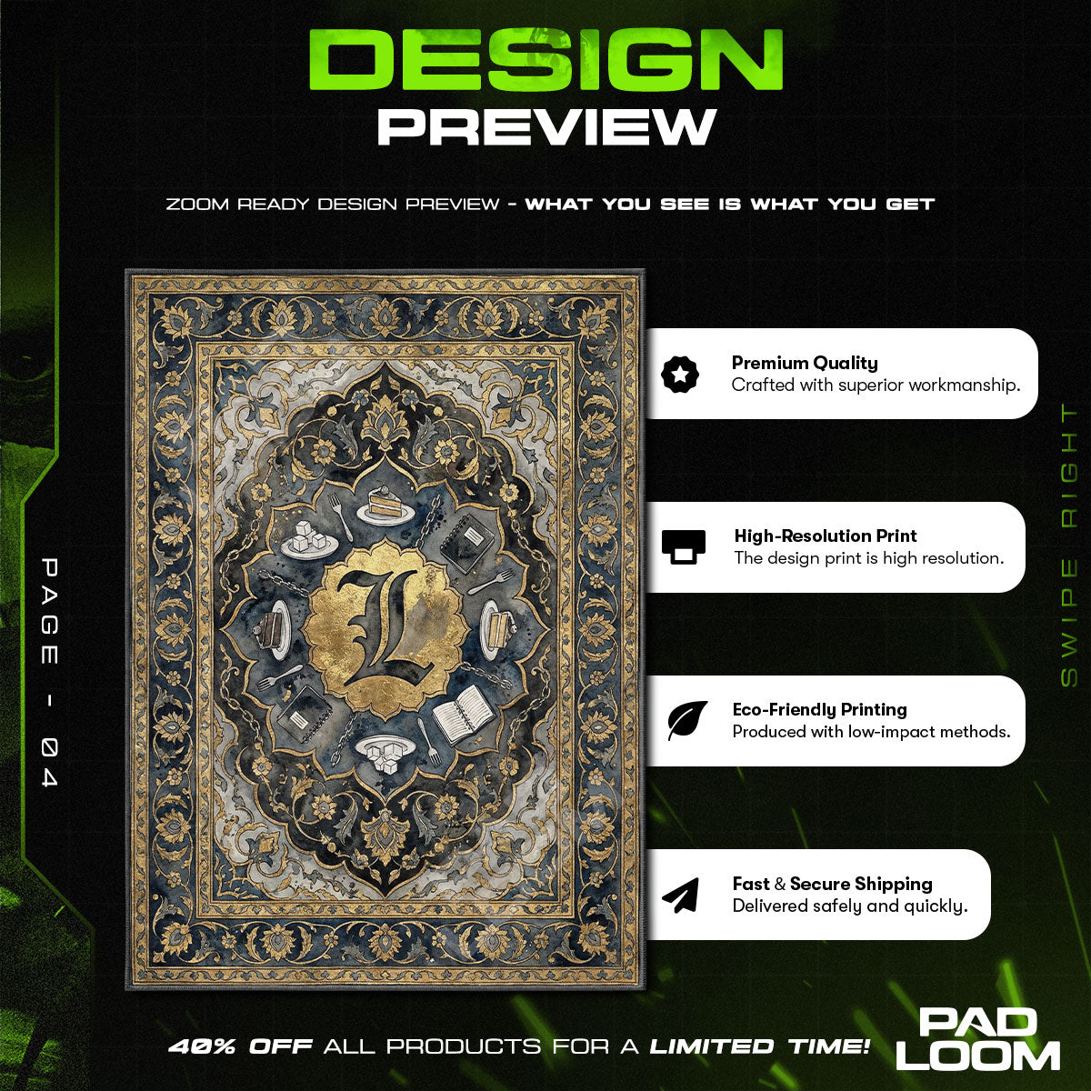 L Lawliet Legacy Rug - Death Note Chair Mat