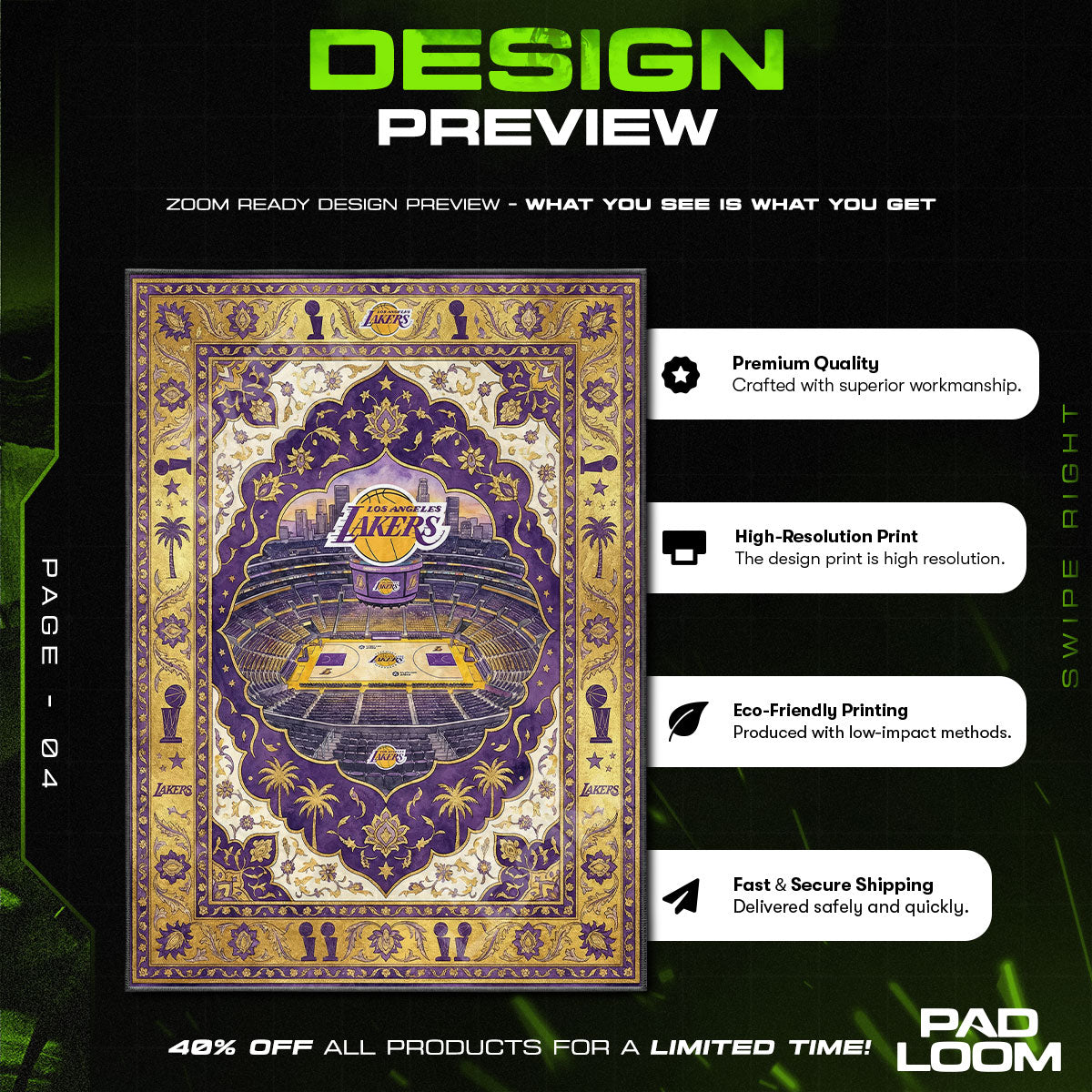 Floor character design printed on rug