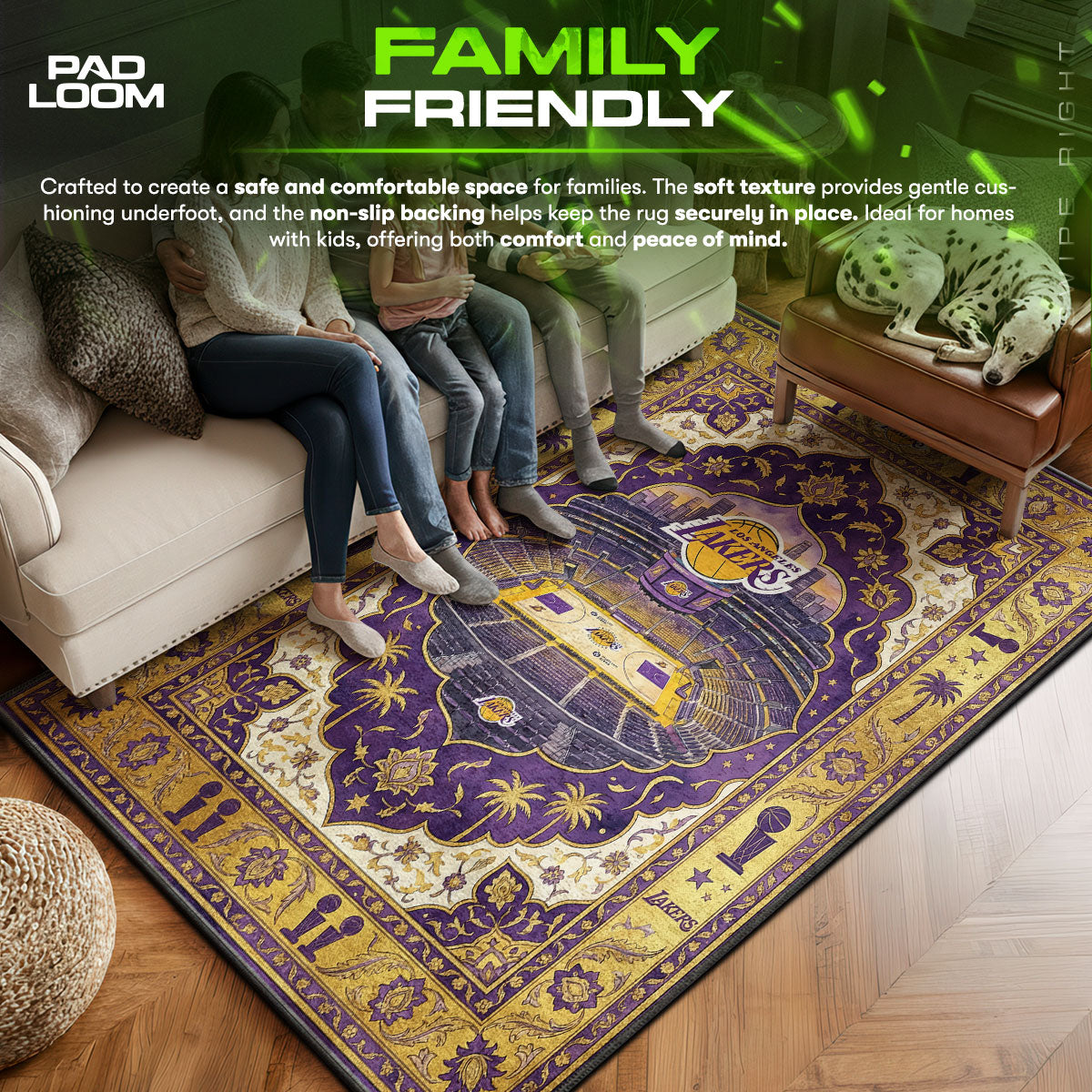LA area rug showing full home decor artwork