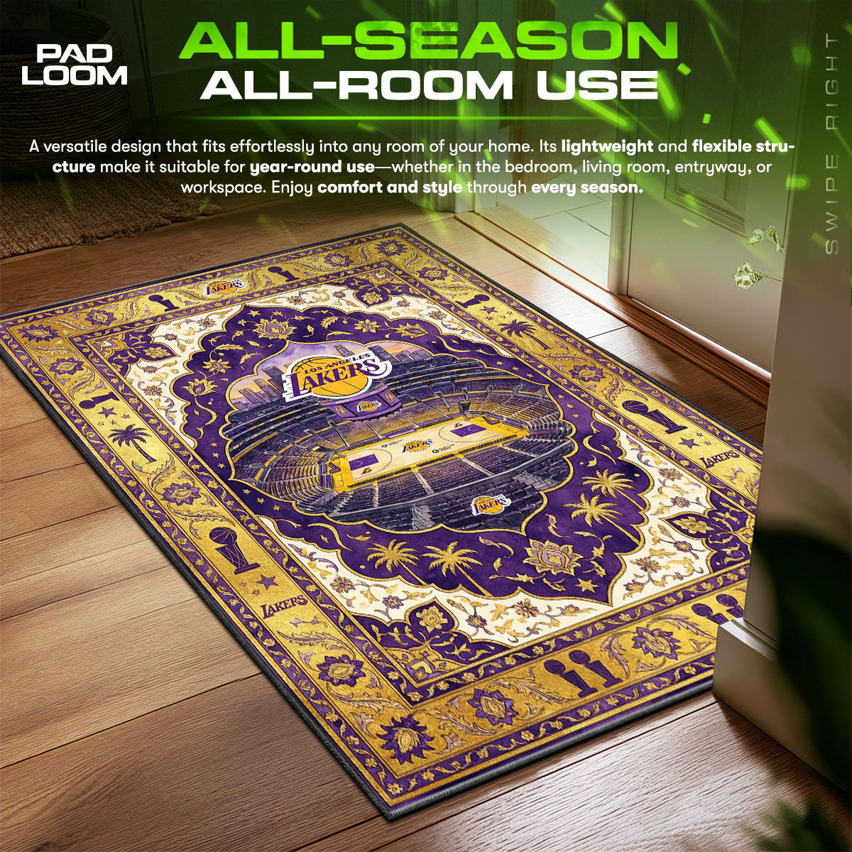 LA Lakers Arena Basketball Floor fan rug — premium quality print