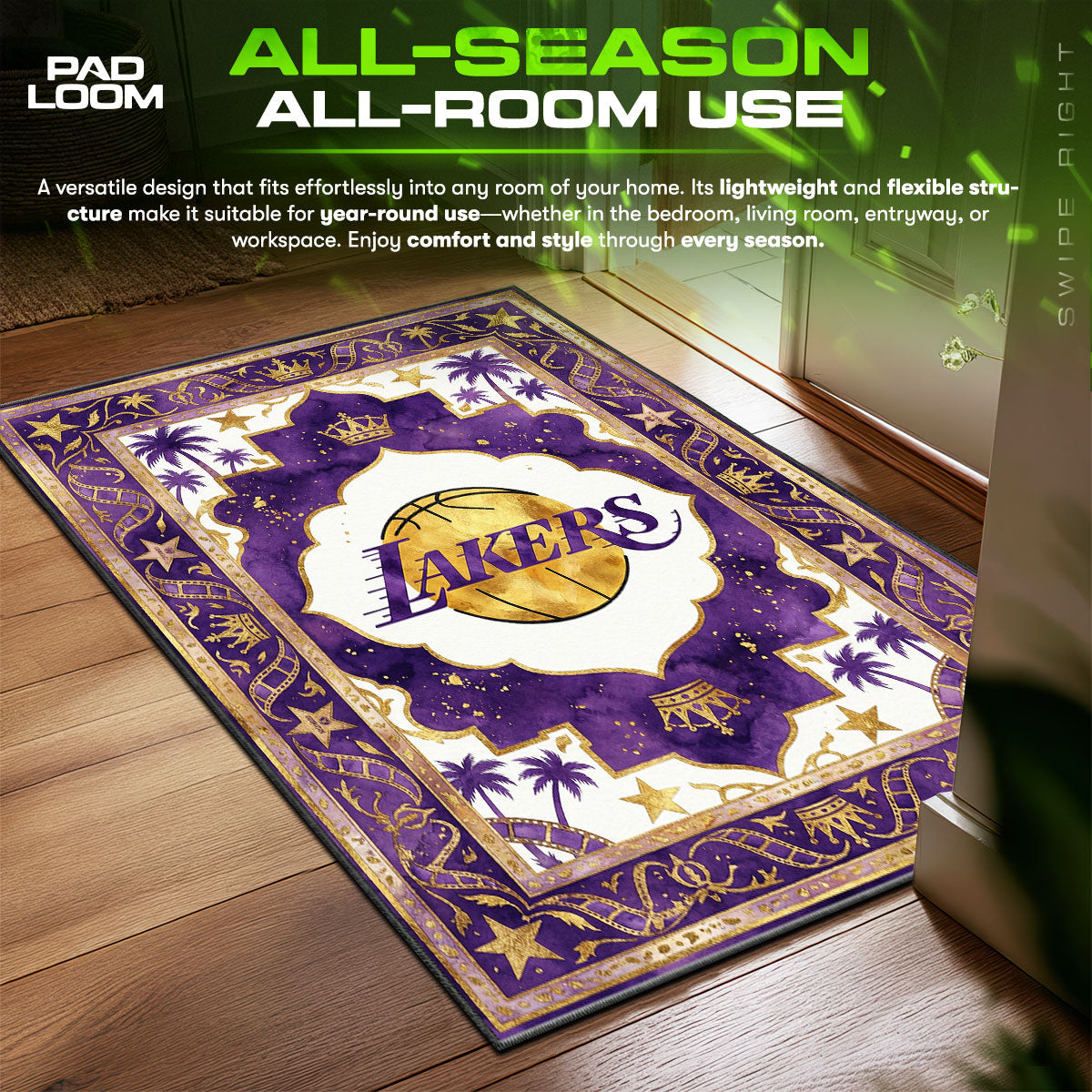 LA Lakers Crown Basketball Floor fan rug — premium quality print