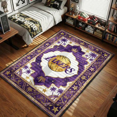 LA Lakers Crown Rug - Basketball Floor Mat
