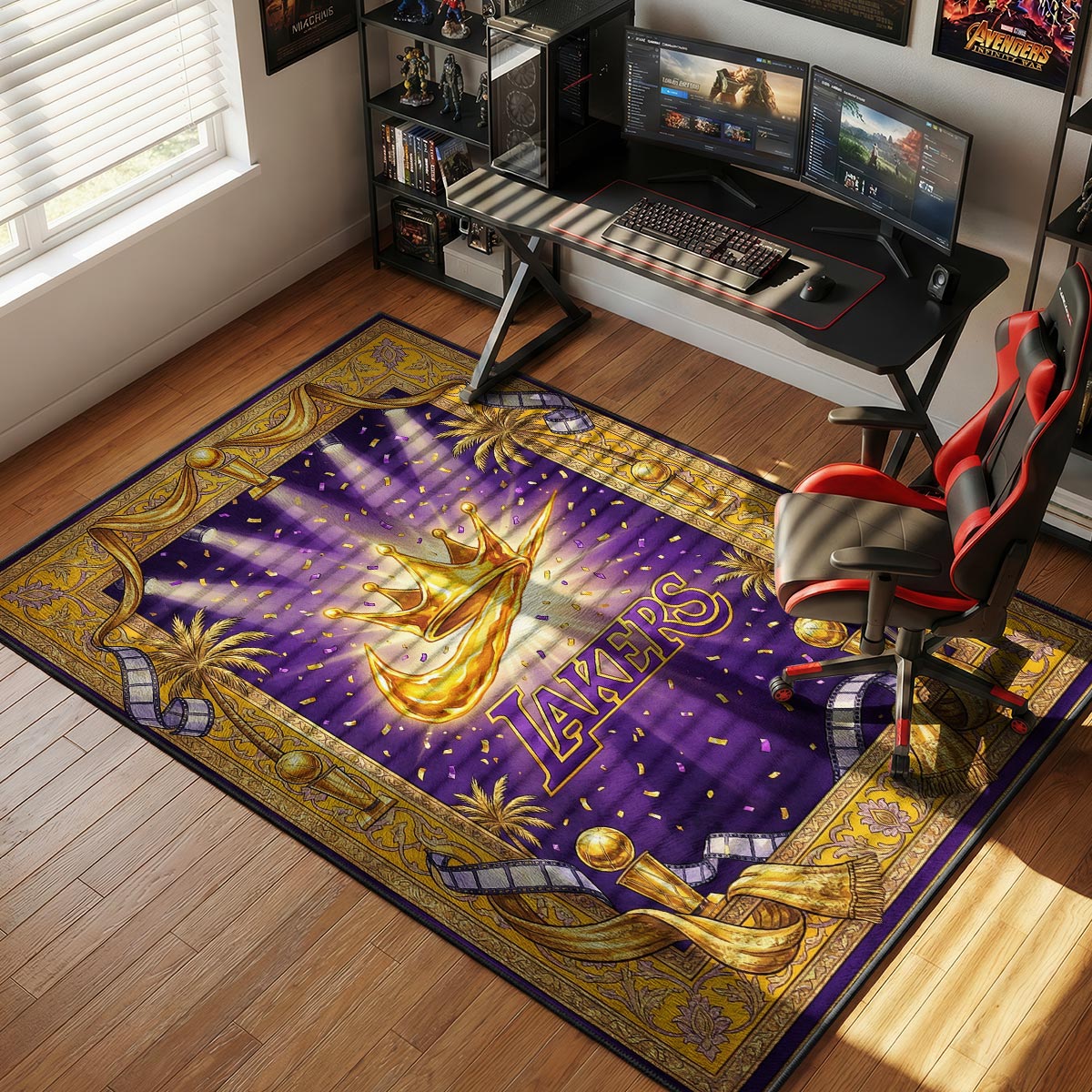 Lakers Crown Swoosh Baroque Rug - Hypebeast Floor Mat
