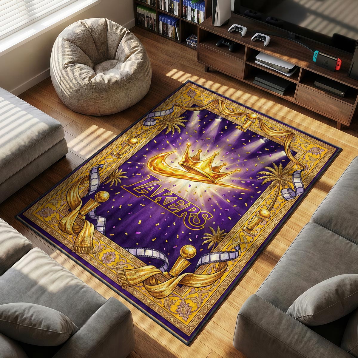Lakers Crown Swoosh Baroque Rug - Hypebeast Floor Mat
