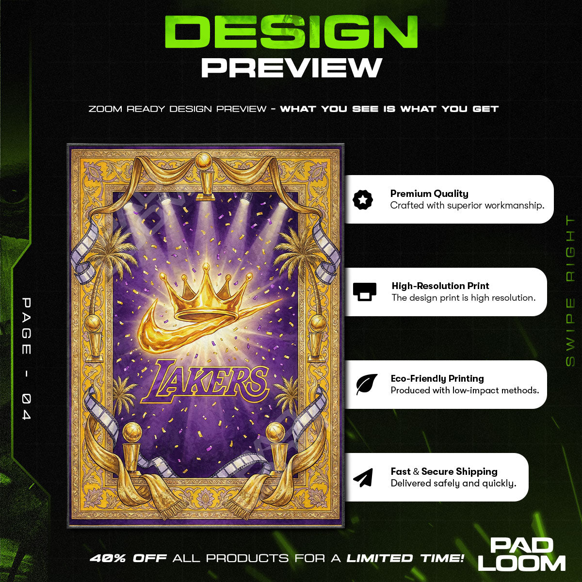 Lakers Crown Swoosh Baroque Rug - Hypebeast Floor Mat