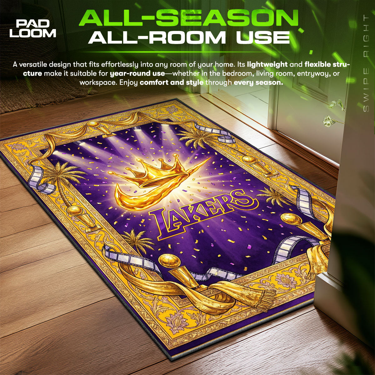 Lakers Crown Swoosh Baroque Rug - Hypebeast Floor Mat