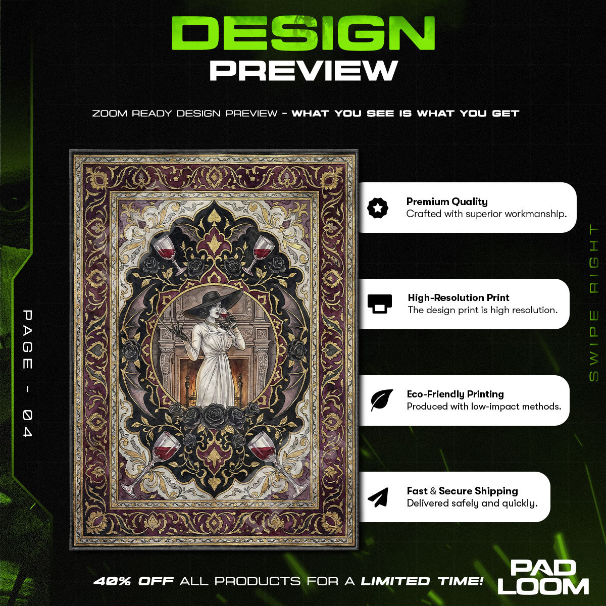 Lady Dimitrescu Gotischer Teppich - Stuhlunterlage Resident Evil Village