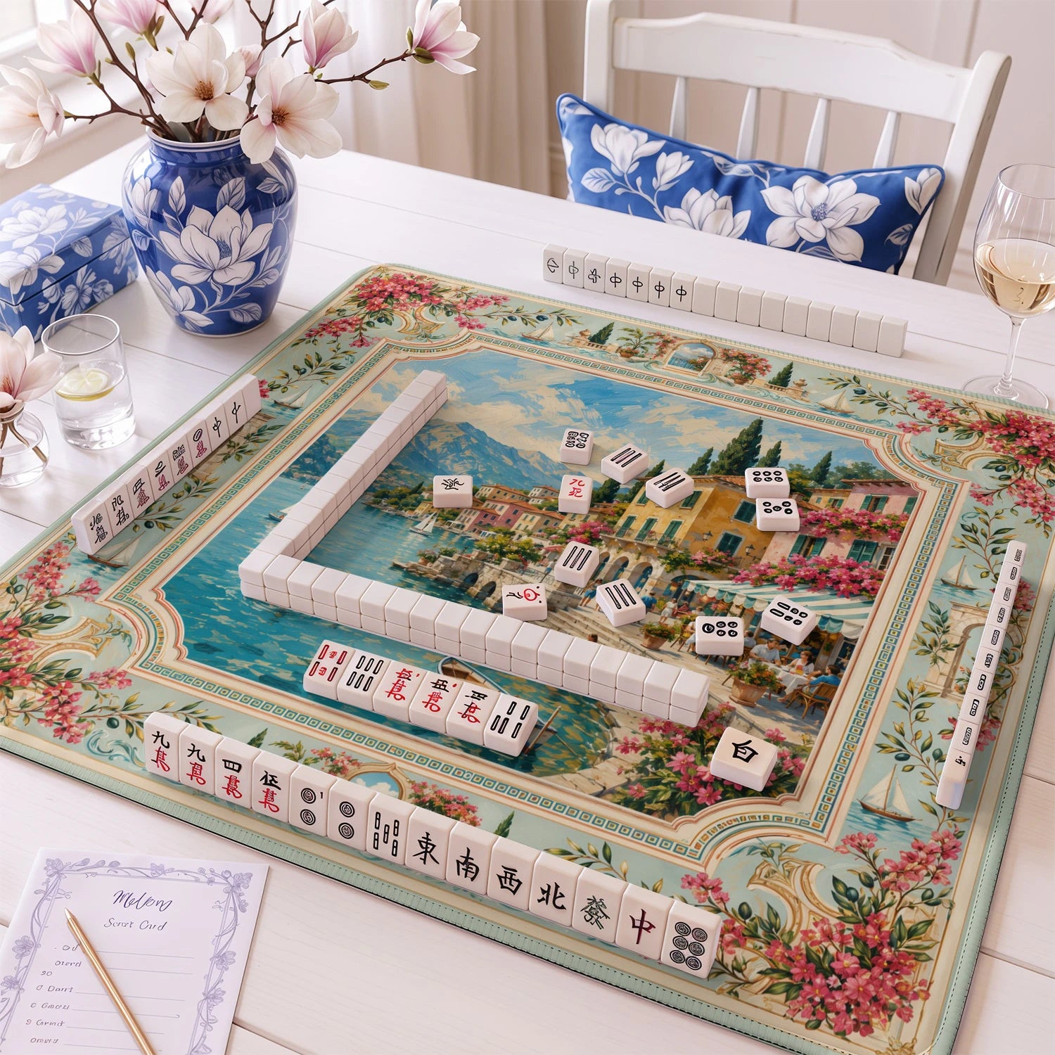 Lake Como mahjong mat – M (60x60 cm) and L (81x81 cm) sizes