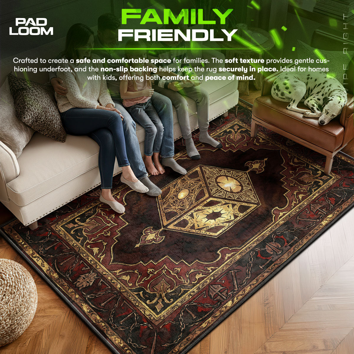 Lament area rug showing full Gothic artwork