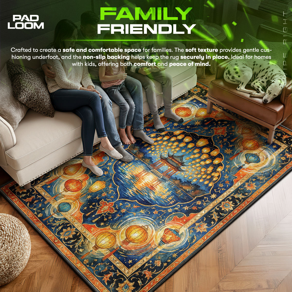 Area character design printed on rug
