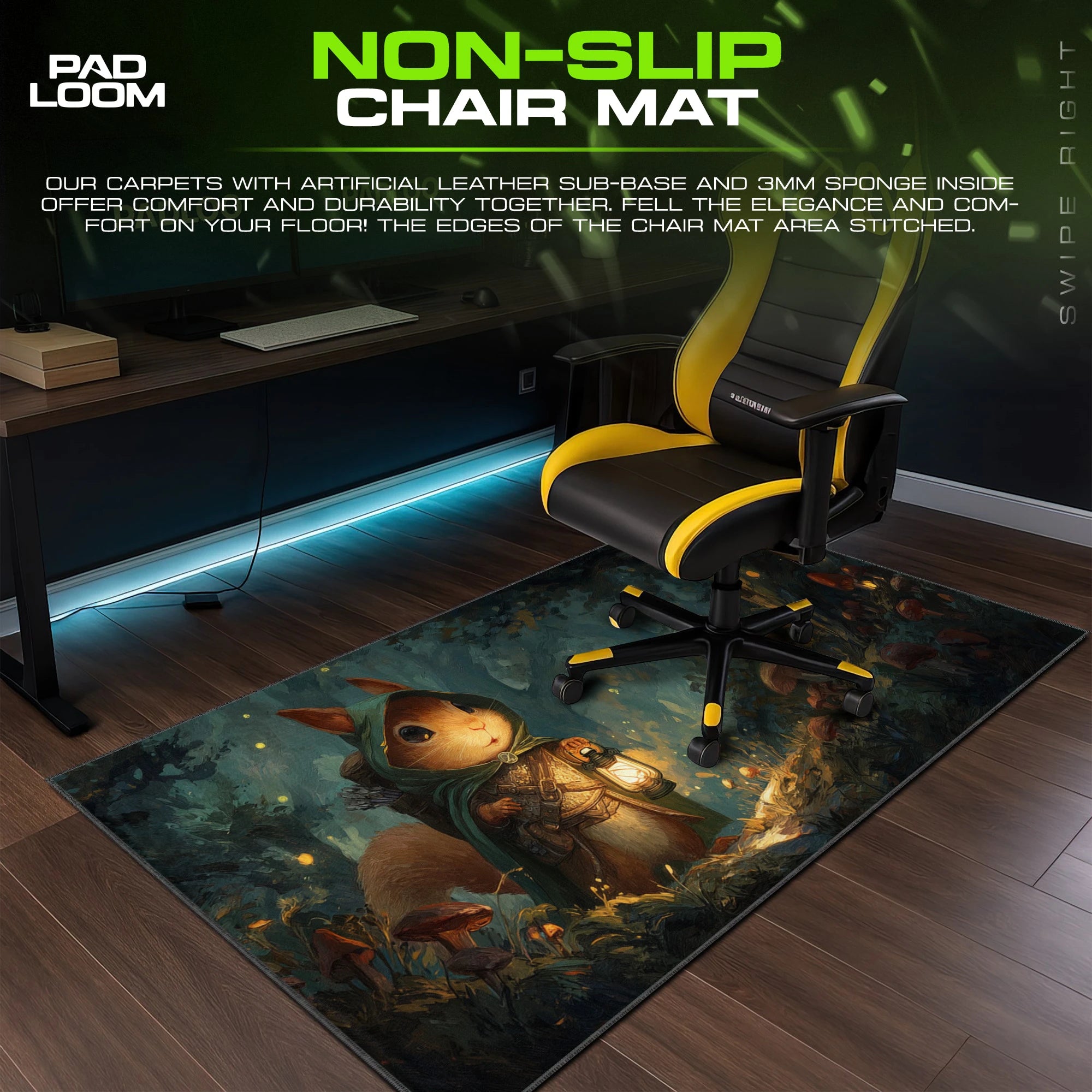 Lantern Squirrel Ranger Mouse Pad - Fantasy Desk Mat