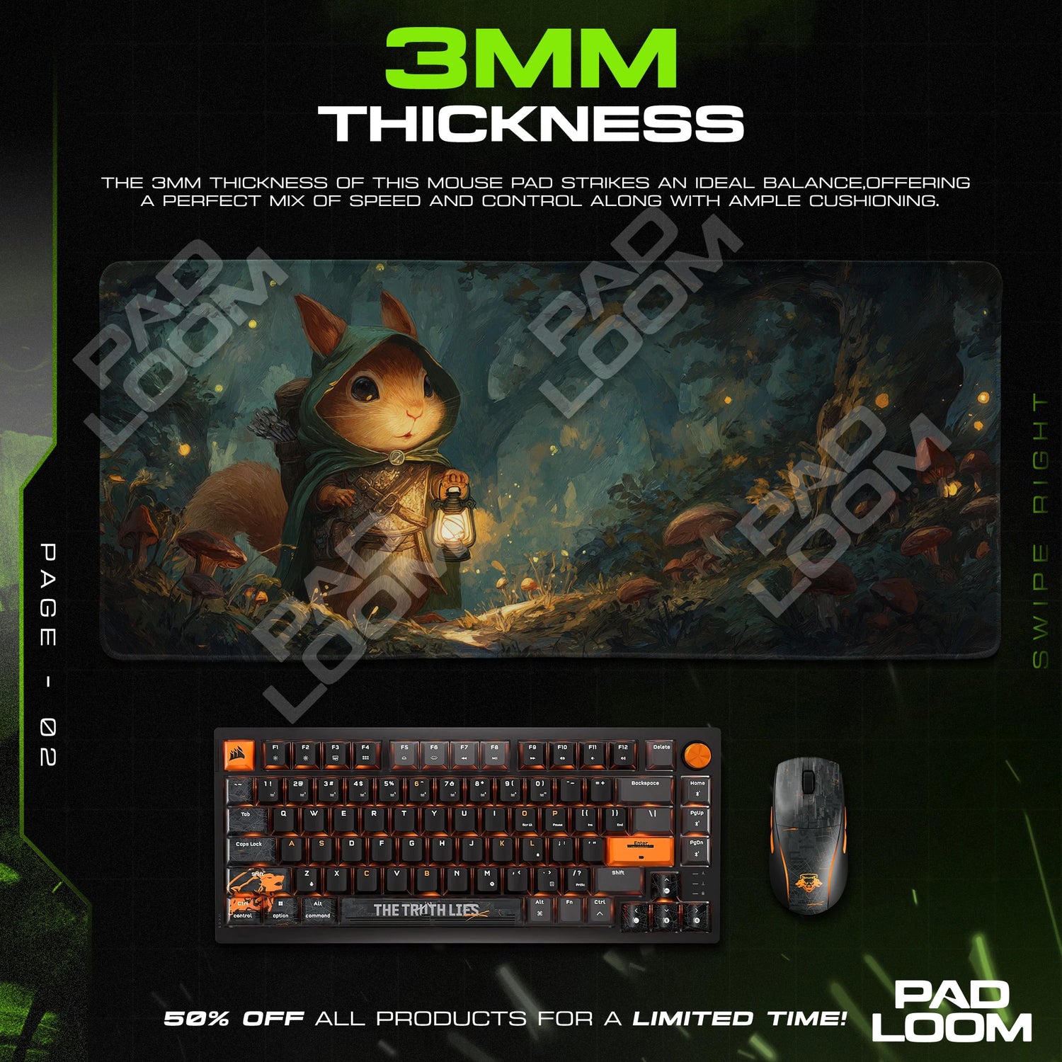 Lantern Squirrel Ranger Mouse Pad - Fantasy Desk Mat