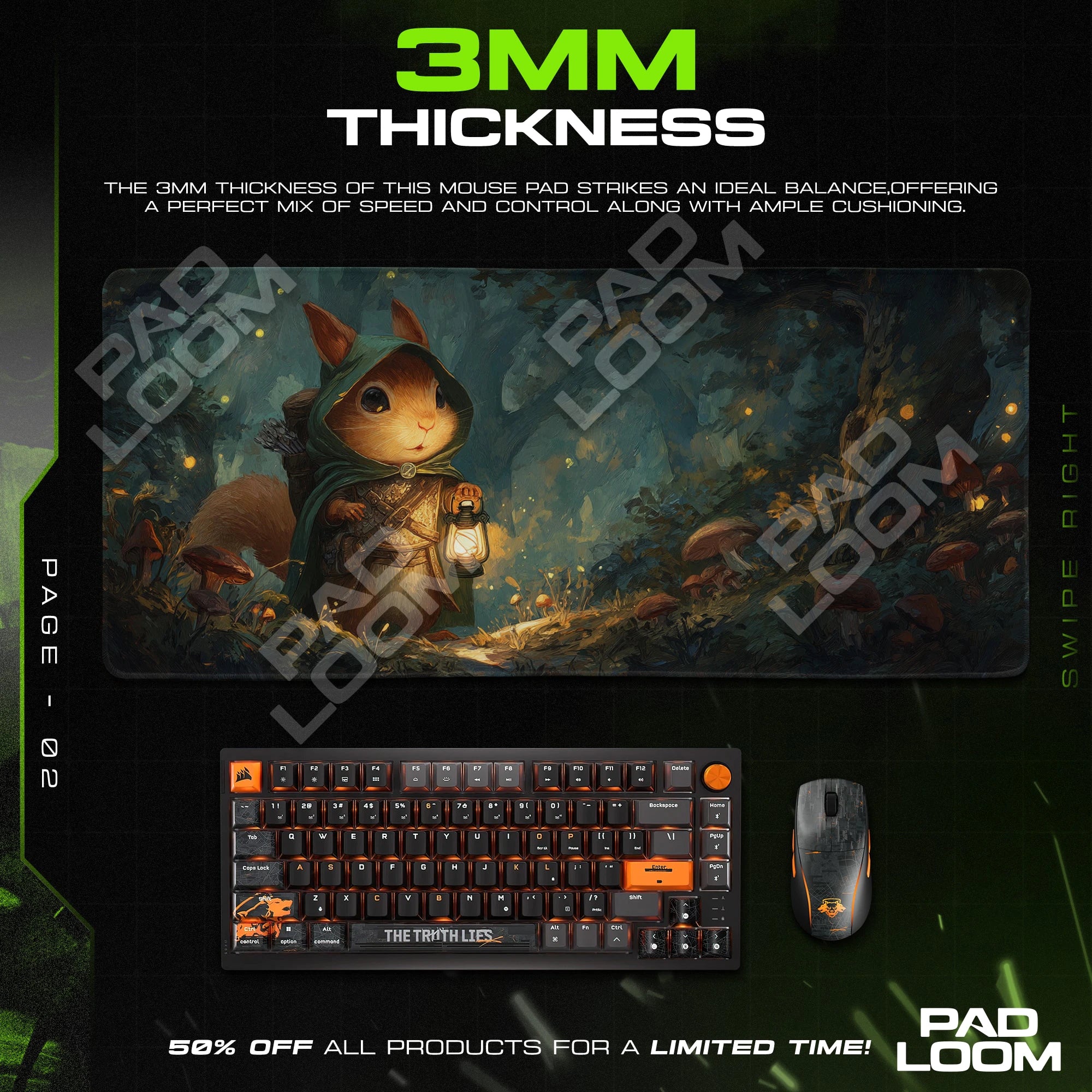 Lantern Squirrel Ranger Mouse Pad - Fantasy Desk Mat