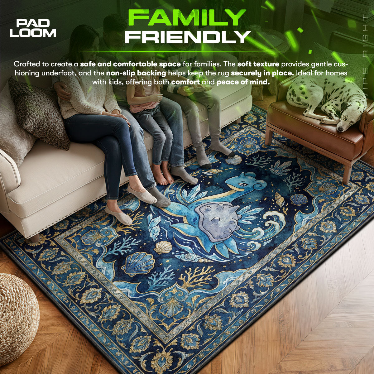 Lapras area rug showing full Pokemon artwork