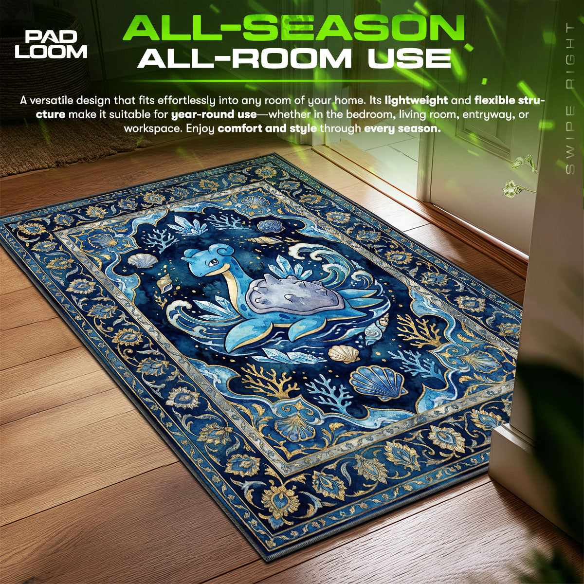 Lapras Crystal Ocean Chair fan rug — premium quality print