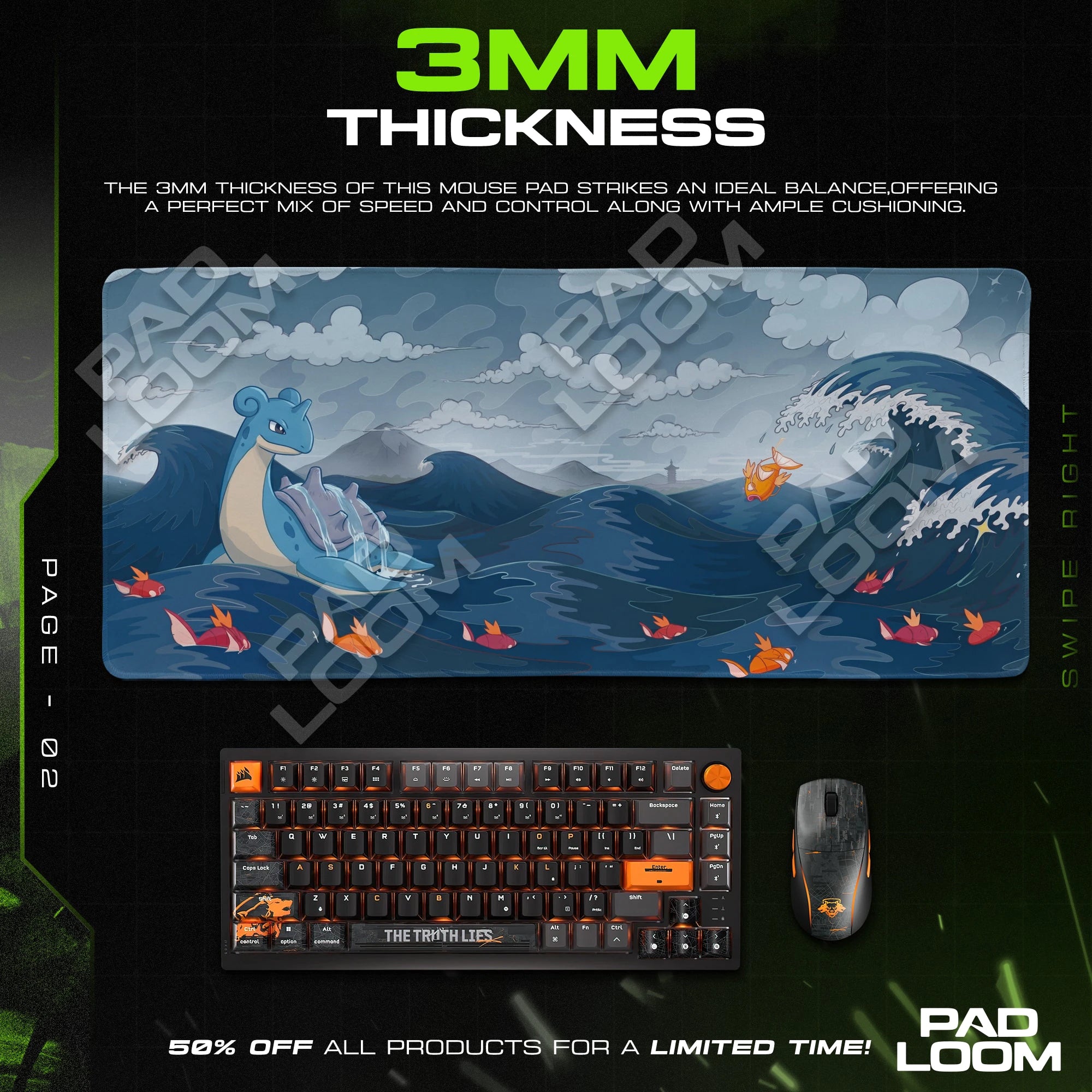 Lapras Grey Tide Mouse Pad - Pokémon Desk Mat