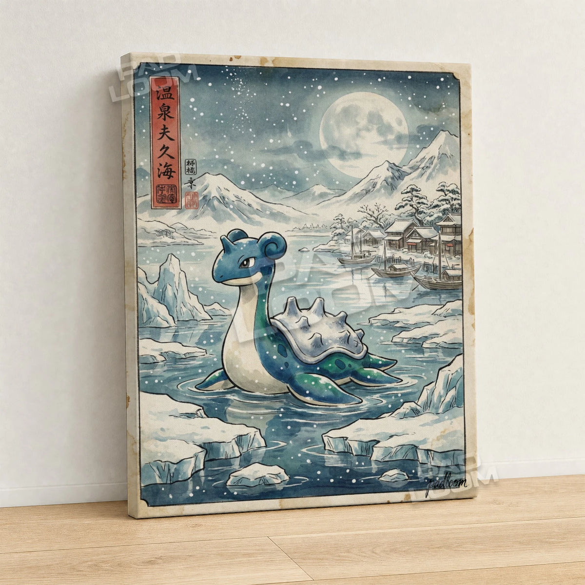 Lapras Snowfall Pokemon canvas wall art - gallery-wrapped canvas print, side view