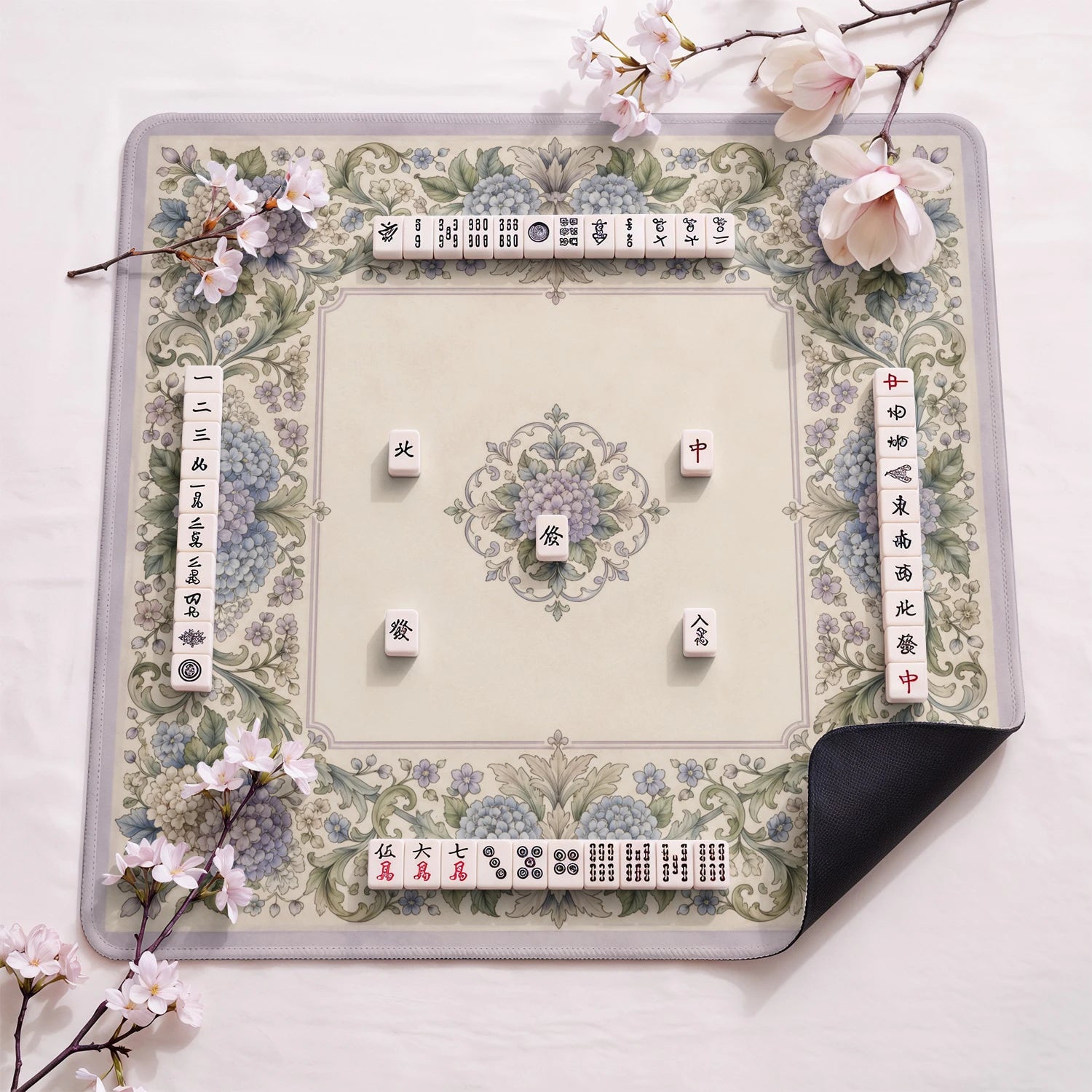 Lavender Hydrangea Mahjong Mat - Mah Jongg Mat