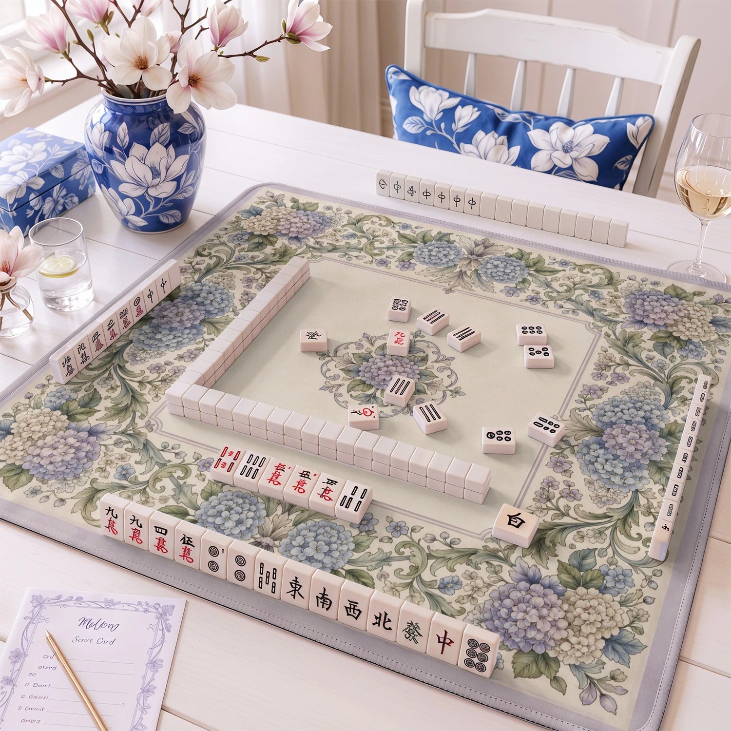 Lavender Hydrangea Mahjong Mat - Mah Jongg Mat