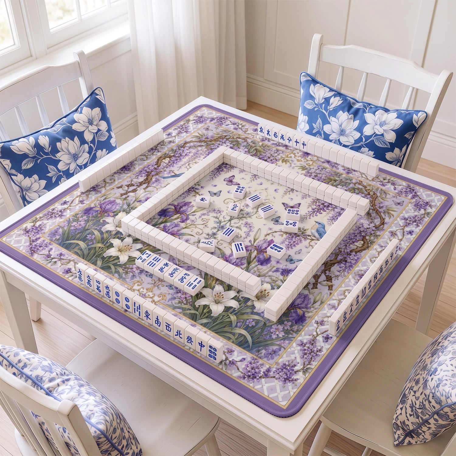 Lavender Wisteria Mahjong Mat - Mah Jongg Table Mat