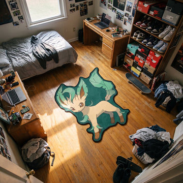 Leaf-Tail Leafeon Rug - Shaped Anime Area Rug
