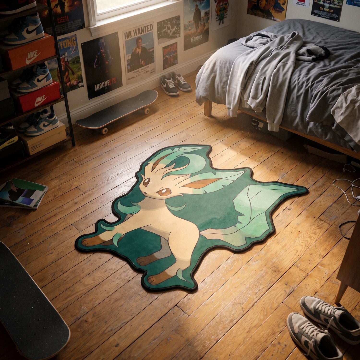Leaf-Tail Leafeon Rug - Shaped Anime Area Rug