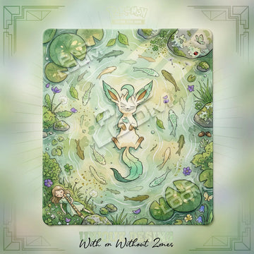Leafeon Bloom 2-player Pokemon TCG playmat, 24x28 in duel mat design