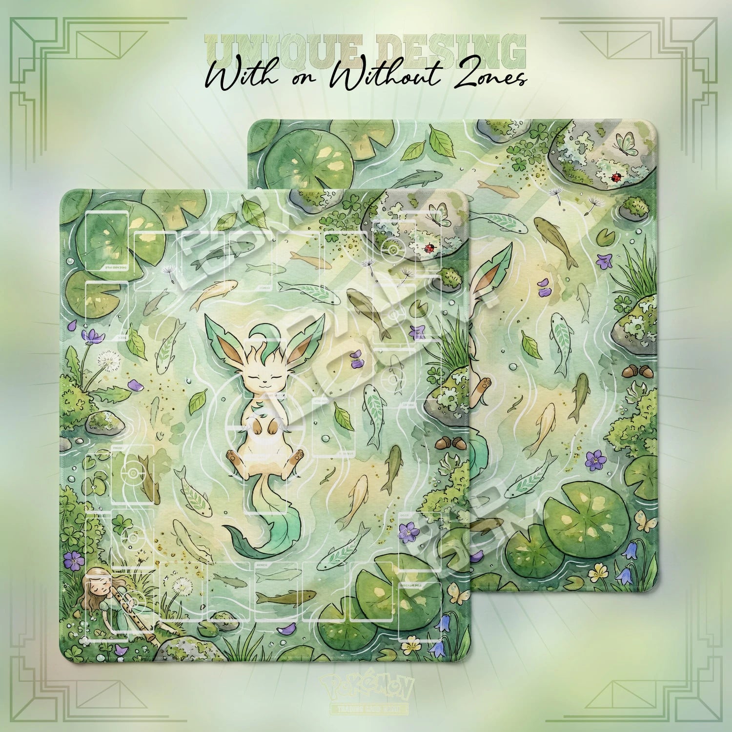 Leafeon Bloom Playmat - 2 Player Pokemon TCG Mat
