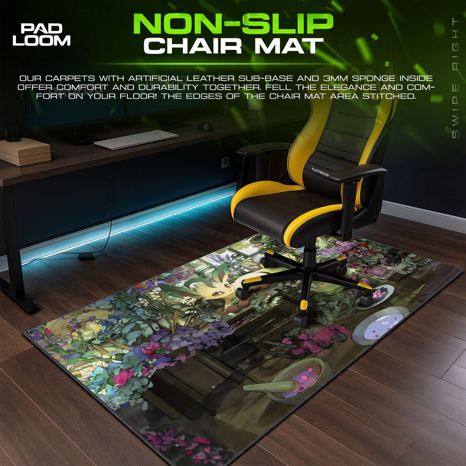 Leafeon Garden Mouse Pad, Botanical Lab Gaming Desk Mat Padloom