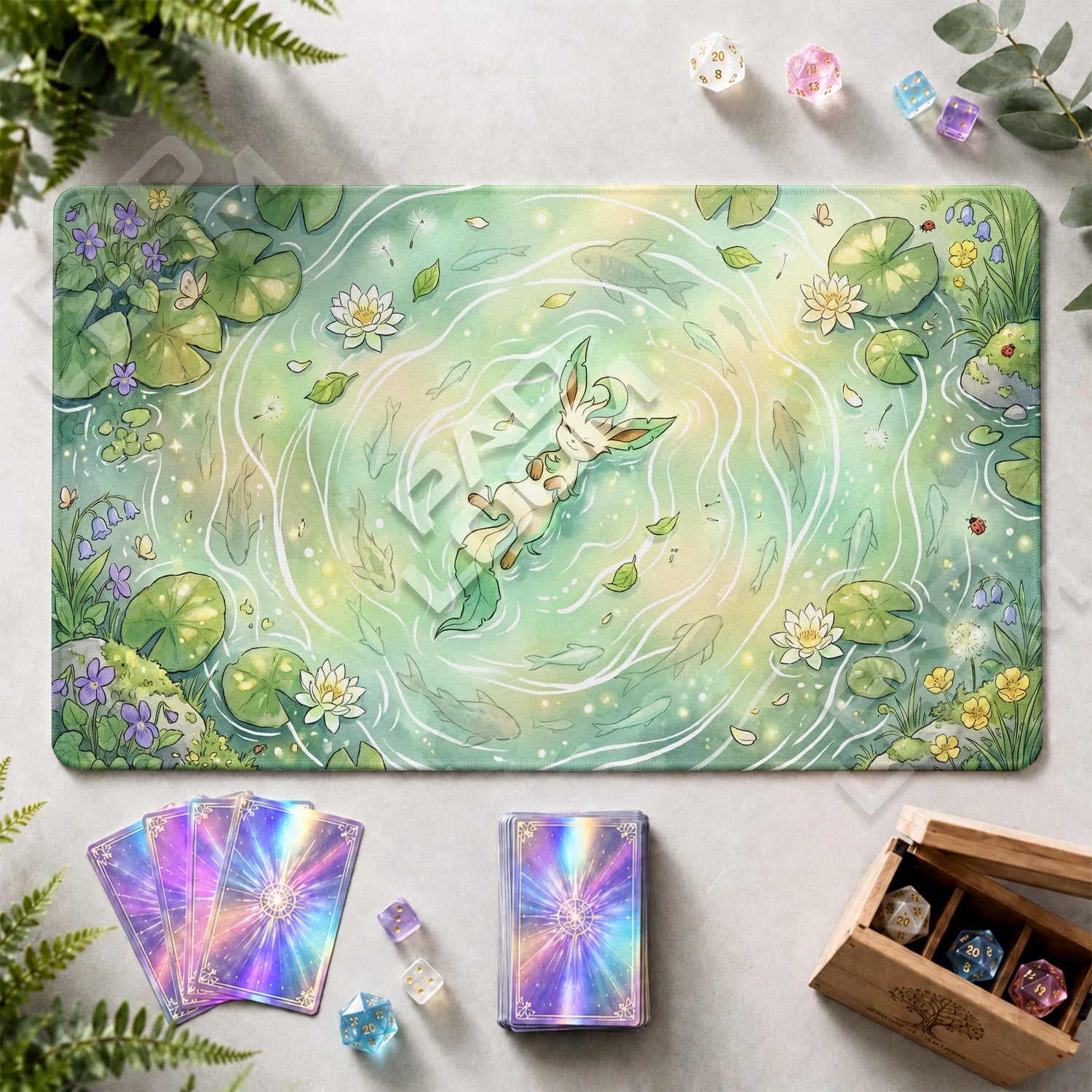 Leafeon Pond Playmat - Pokemon TCG Mat - view 2