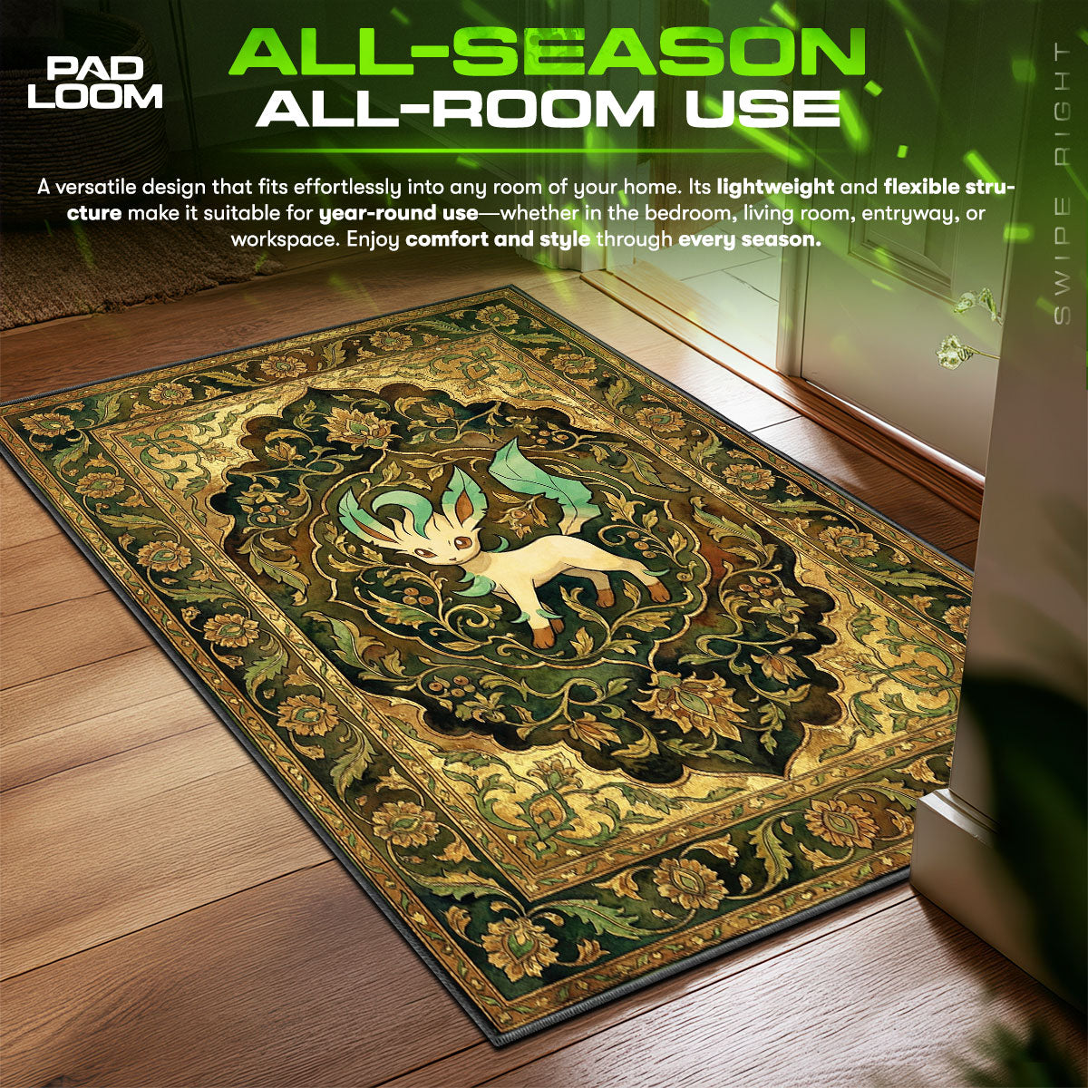 Leafeon Verdant Forest Chair fan rug — premium quality print