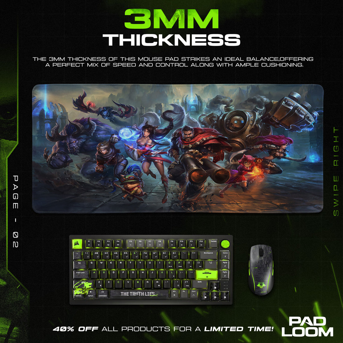 League Champions Mouse Pad, LoL Battle Arena Gaming Desk Mat