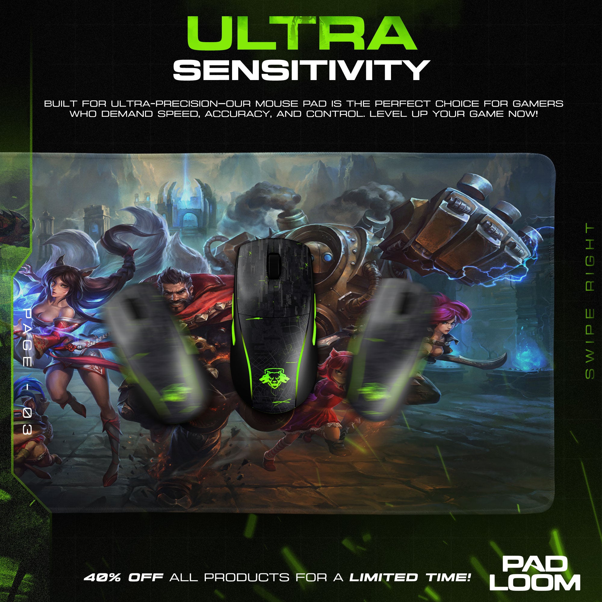 League Champions Mouse Pad, LoL Battle Arena Gaming Desk Mat