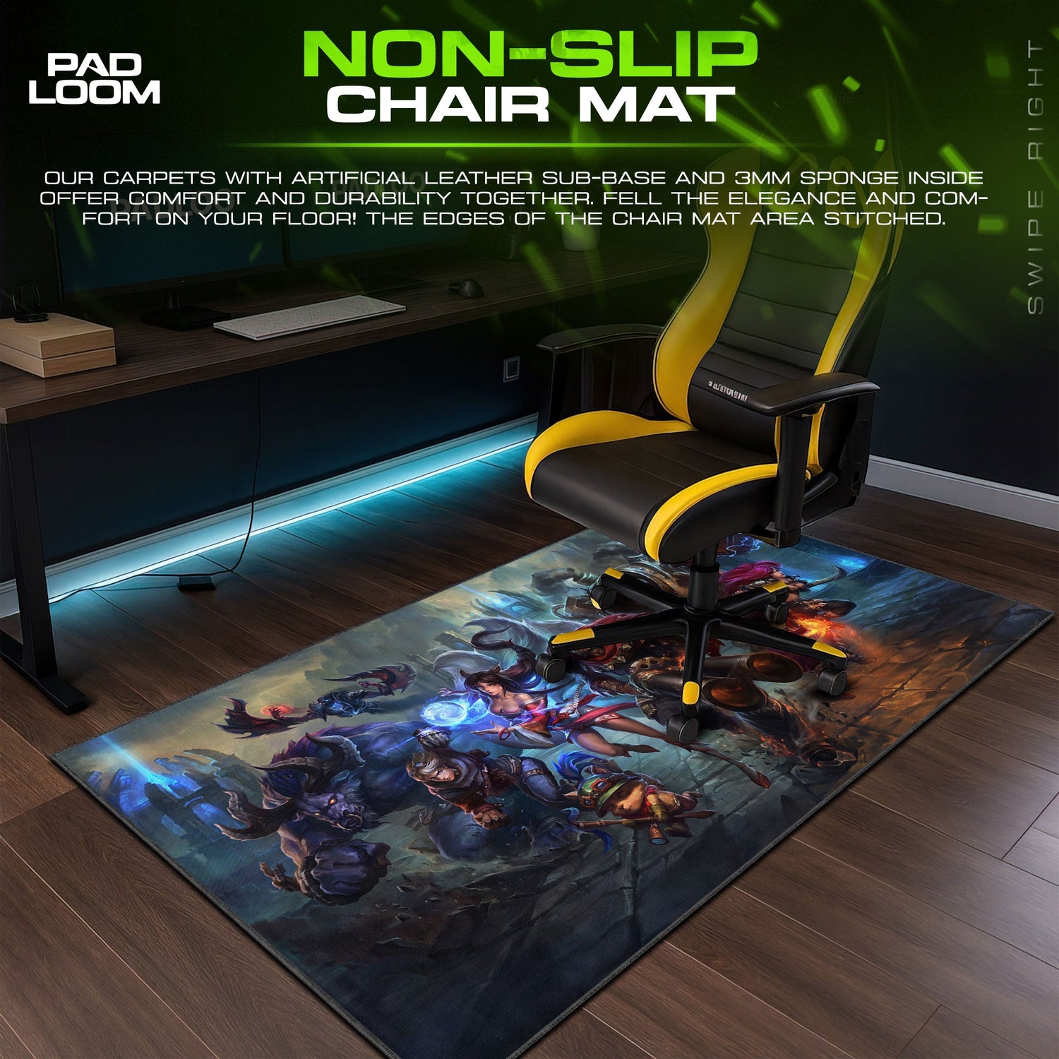 League Champions Mouse Pad, LoL Battle Arena Gaming Desk Mat Padloom