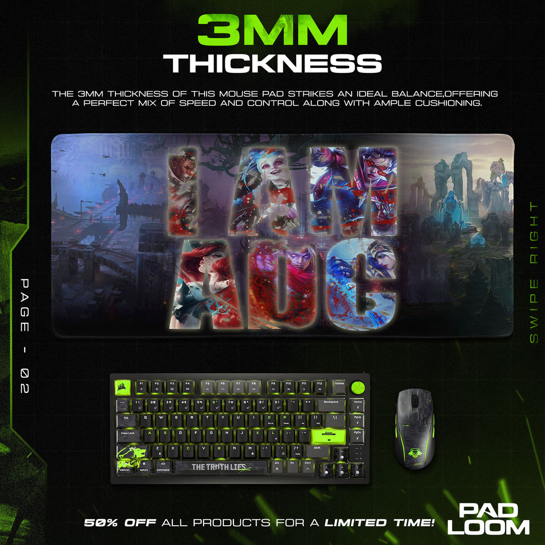 League of Legends ADC Role Mouse Pad, Gamer Desk Mat