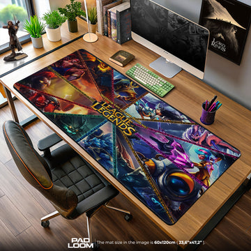 League of Legends Champion Collage Mouse Pad, MOBA Gaming Desk Mat