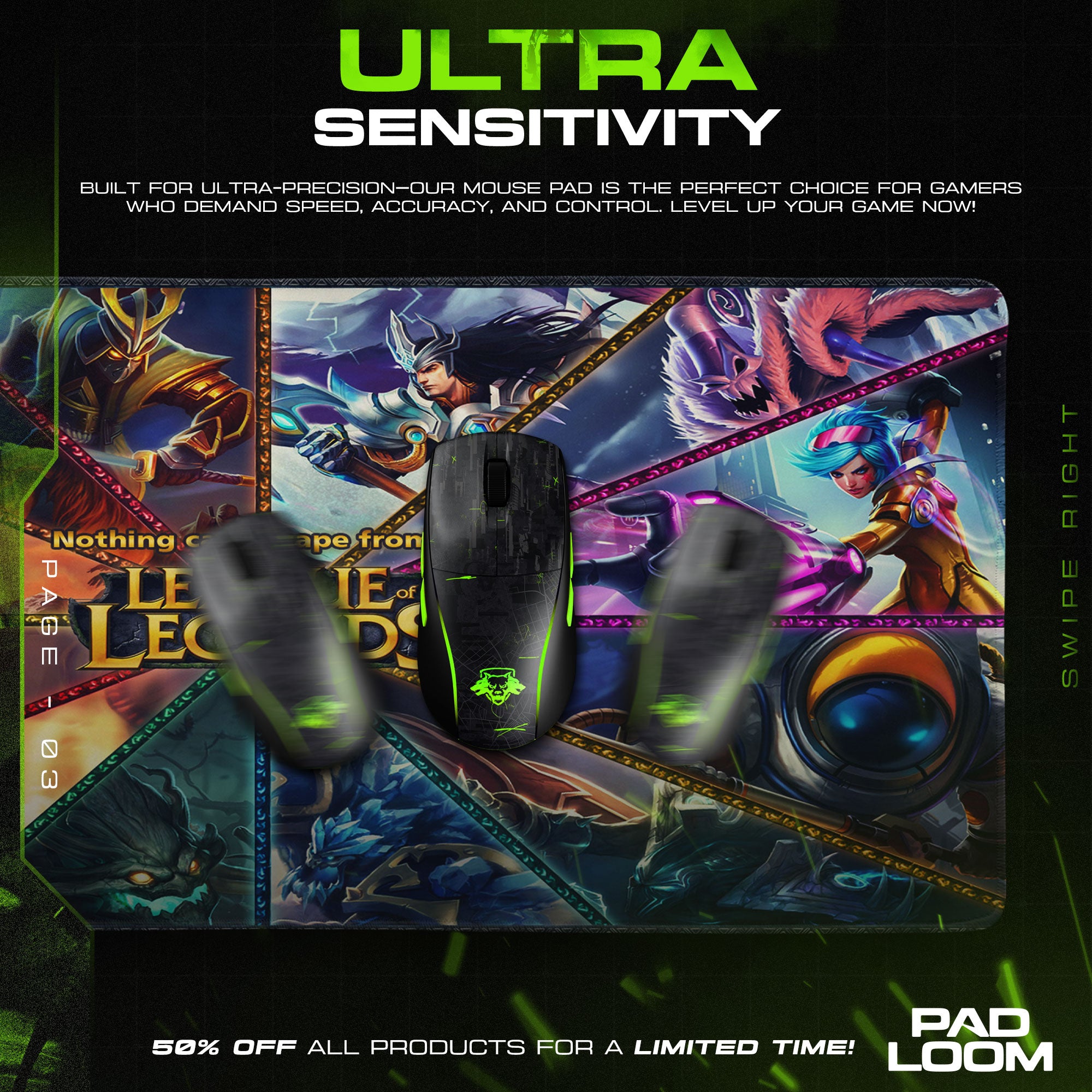 League of Legends Champion Collage Mouse Pad, MOBA Gaming Desk Mat