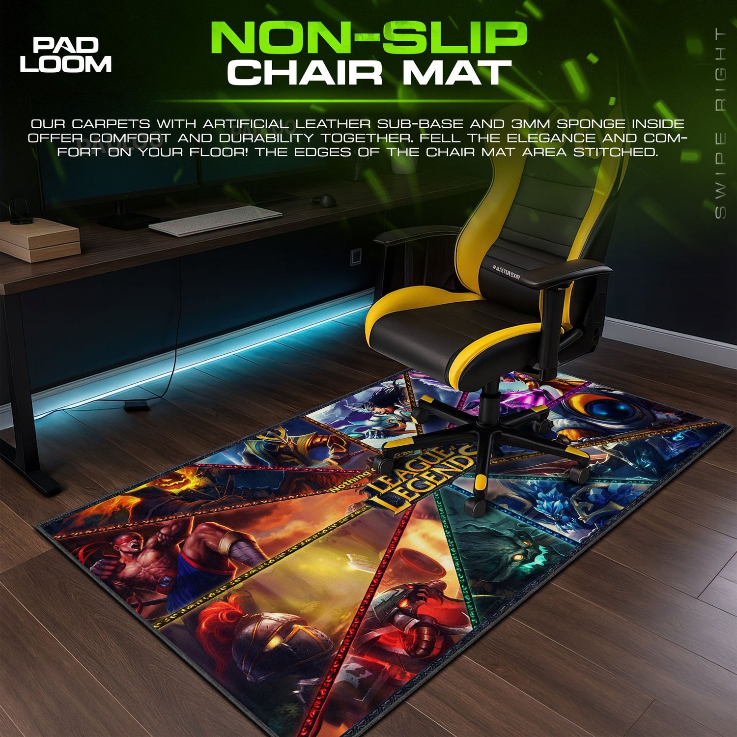 League of Legends Champion Collage Mouse Pad, MOBA Gaming Desk Mat Padloom