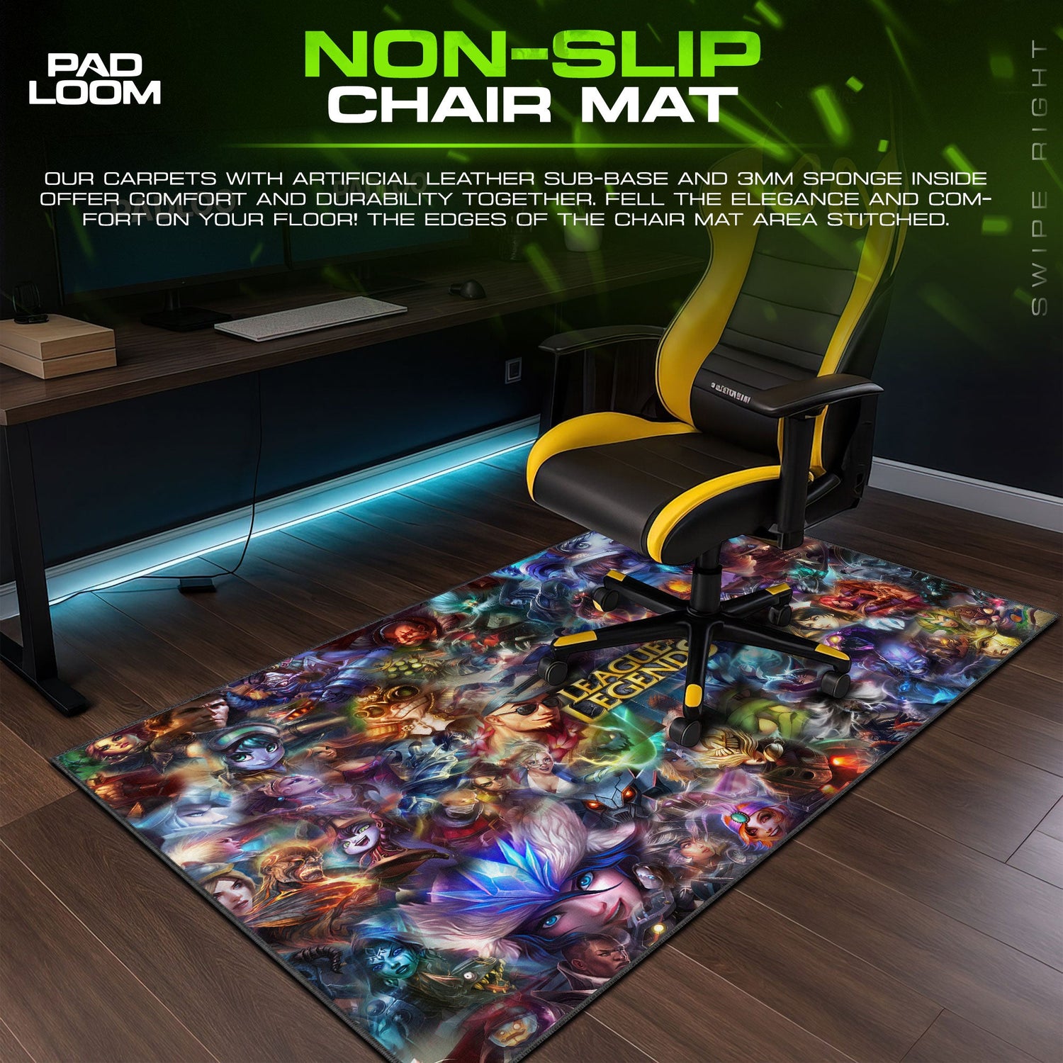 League of Legends Champion Collage Mouse Pad, MOBA Gaming Desk Mat Padloom