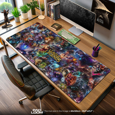 League of Legends Champion Collage Mouse Pad, MOBA Gaming Desk Mat