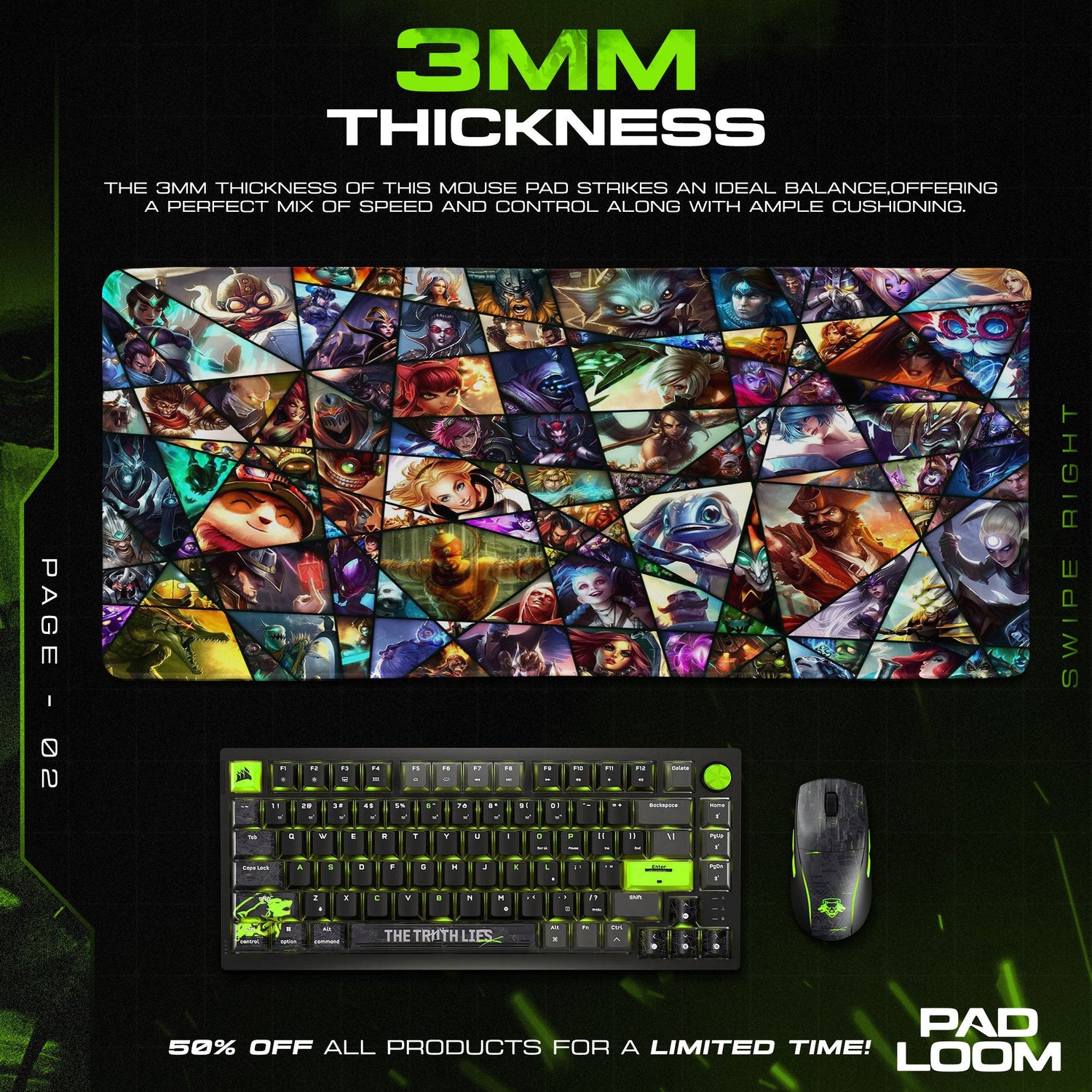 League of Legends Champions Mouse Pad, MOBA Game Desk Mat Padloom