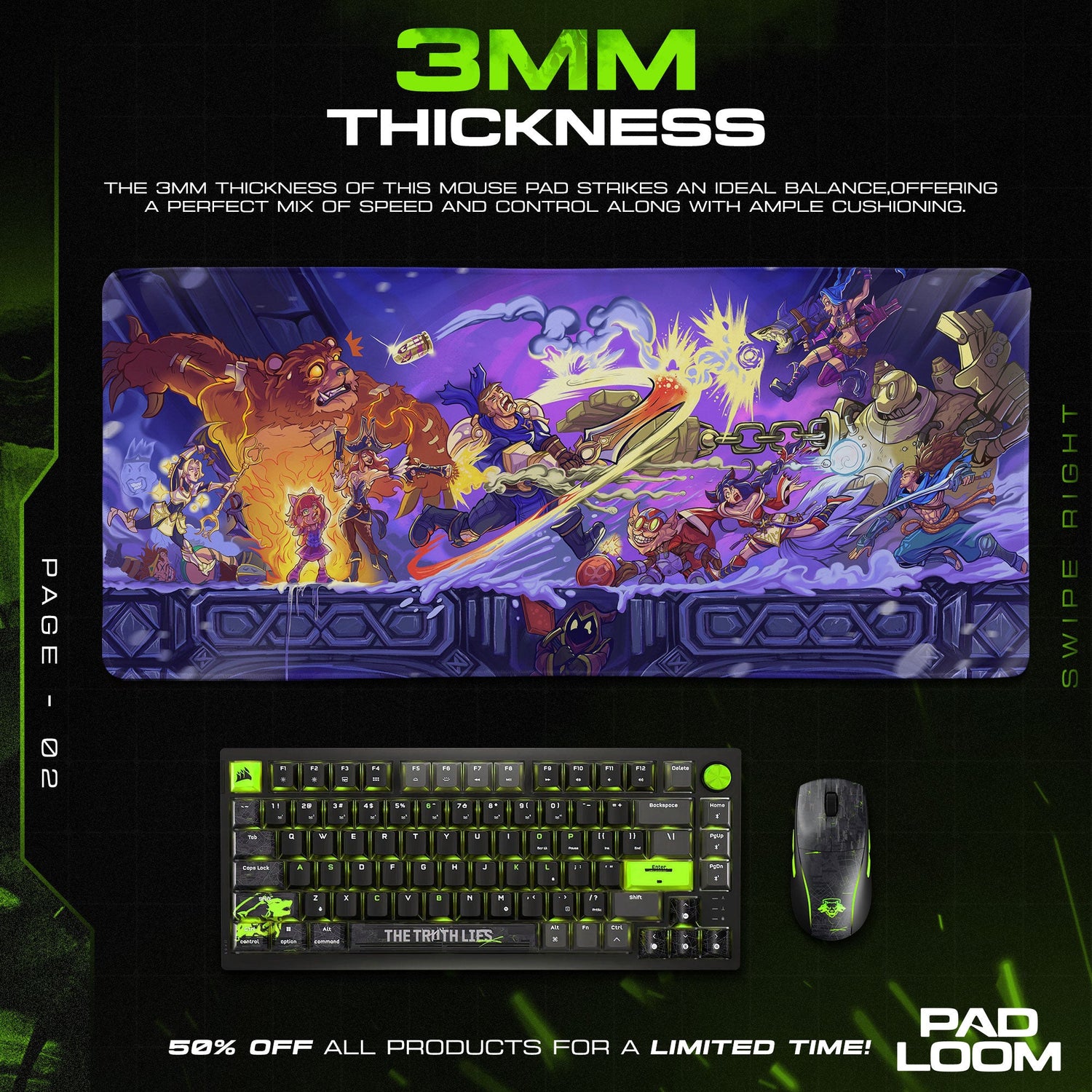 League of Legends Chibi Battle Mouse Pad, Gamer Desk Mat Padloom